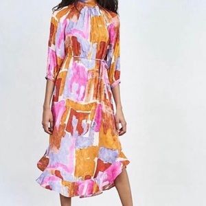 ANTHROPOLOGY Maeve Abstract Print Midi Dress sz Small